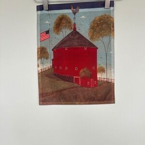 Warren Kimble Garden Flag Unisex OS Red Americana Round Barn Folk Art Decor